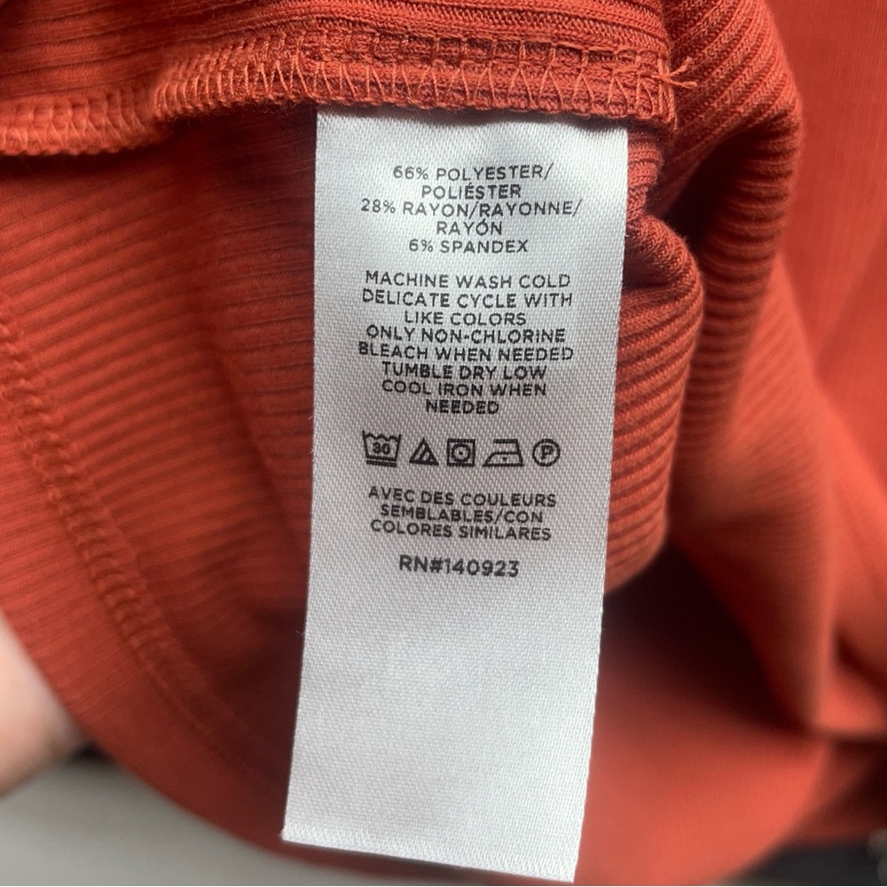 NWT LOFT Orange Ribbed Tee with Mandarin Collar Sz XL - Picture 4 of 5